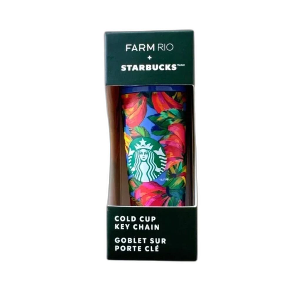 FARM RIO x STARBUCKS 2025 Blue Tropical Cold Cup Key Chain Limited Edition  NWT